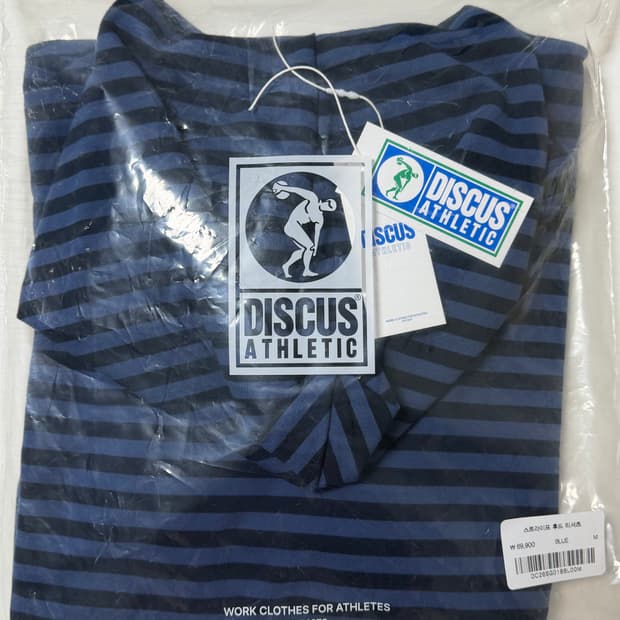 디스커스 애슬레틱 스트라이프 후드 티셔츠 M