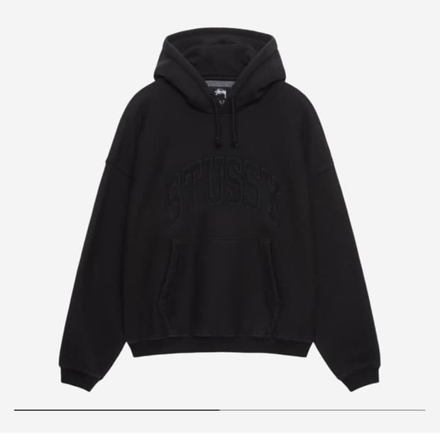 스투시 자수 릴렉스드 후드 블랙