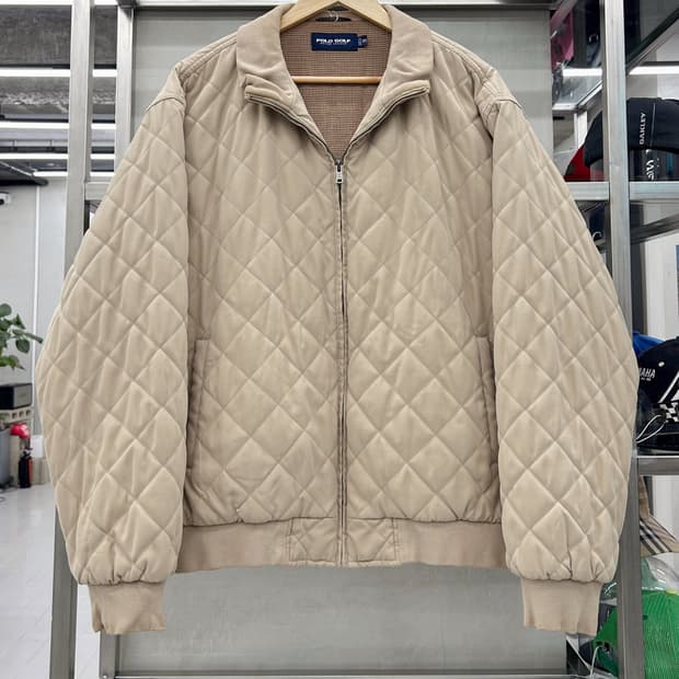 폴로랄프로렌 00s 퀼팅 블루종 경량 패딩 점퍼 베이지