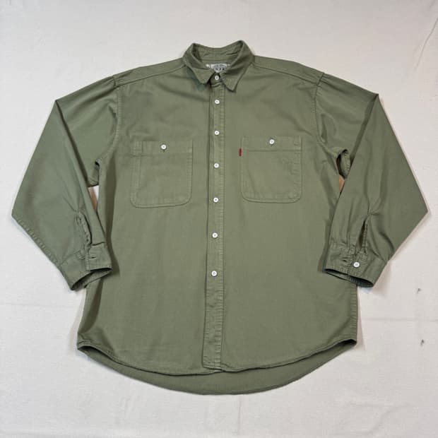 XL) 리바이스 올리브 카키 투포켓 코튼 셔츠