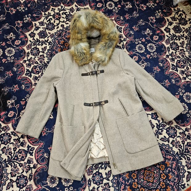 켈빈클라인 울 가죽스트렙 집업 후드 하프 자켓 L size