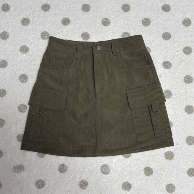 카키브라운 코듀로이 카고 스커트