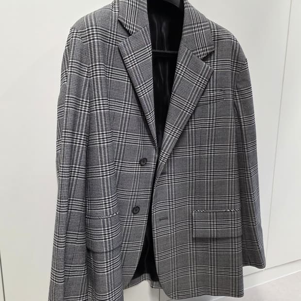 솔리드옴므 오버핏 체크 자켓 (46, 100-105)