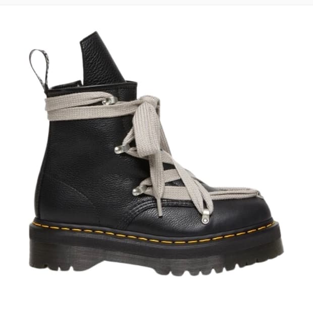 닥터마틴 x 릭 오웬스 1460 RO 레더 레이스 업 플랫폼 부츠 블랙 