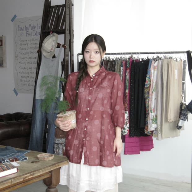 레드 도트 블라우스
