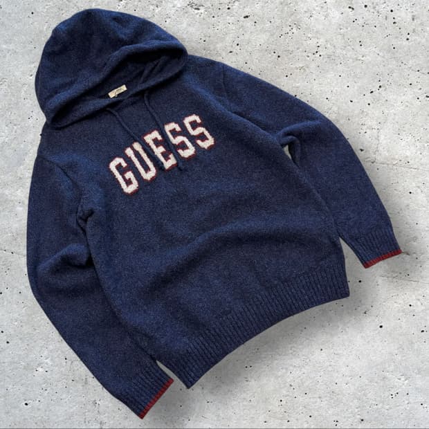[XL] 11FW 게스 울 니트 네이비 후드 C870