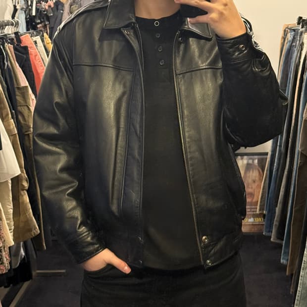 경도 A2 소가죽 가죽 레더 항공 점퍼 L 100 털 블랙 봄버 블루종