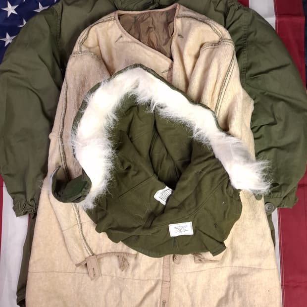 오리지날 미군 M-65 개파카 후드 천엽내피 스몰 사이즈 풀셋트
