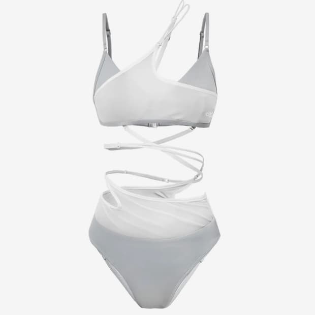 ojos Layered Mesh Strap Bikini Grey 비키니