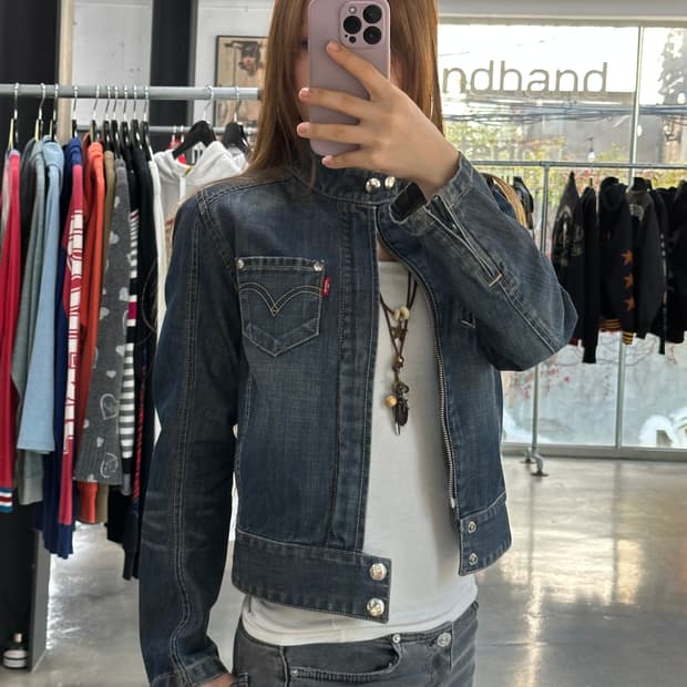 리바이스 엔지니어드 진 넥버클 락시크 데님자켓