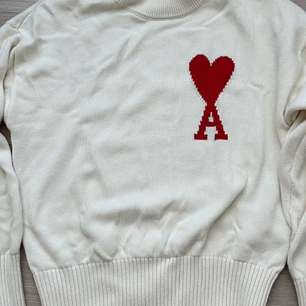 아미 빅로고 아이보리니트 L[실측95 100]