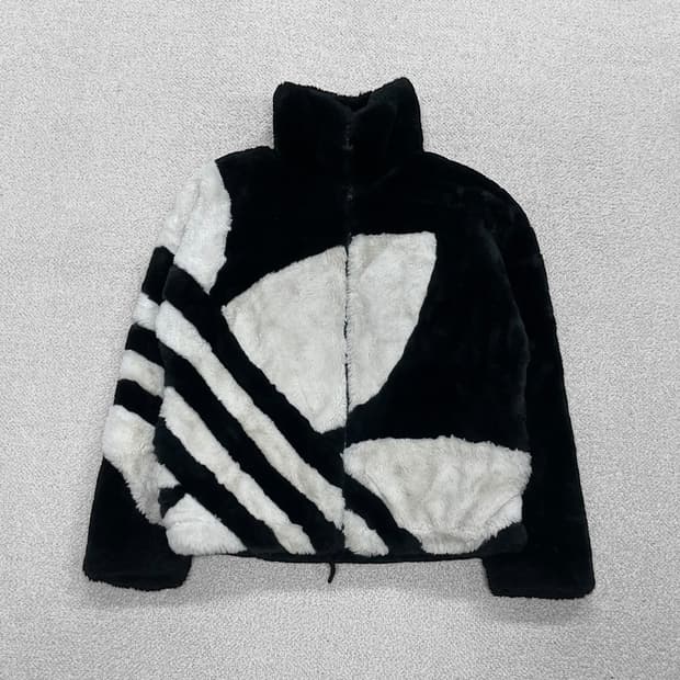 아디다스 트레포일 퍼 자켓 블랙 화이트