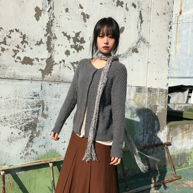 그레이 램스울 가디건