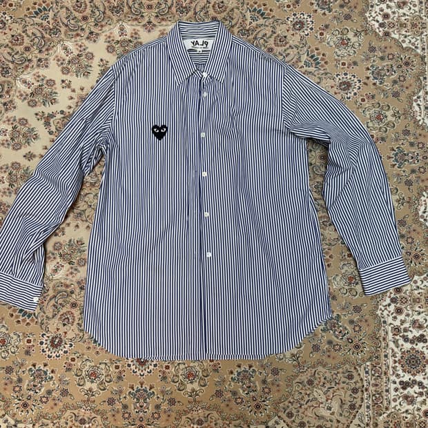 꼼데가르송 플레이 스트라이프 셔츠 M