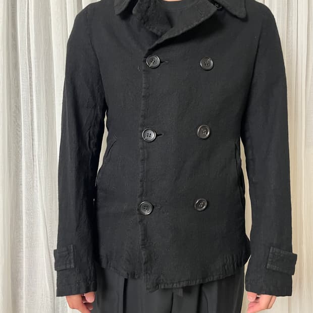 꼼데가르송 옴므 축융 울 피코트 comme des garcons