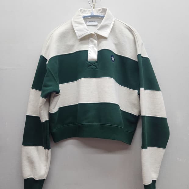 커버낫 스트라이프 럭비 크롭 맨투맨 L