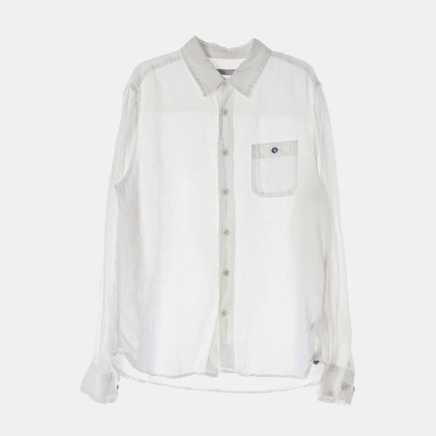 시리즈 마 100 린넨 화이트 포켓 셔츠 L