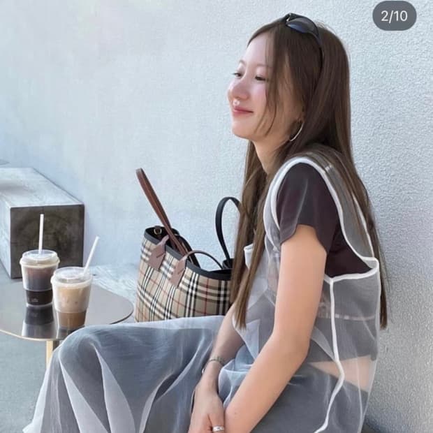자라 오간자 레이어드 원피스 시스루