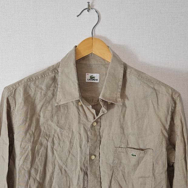 라코스테 미니로고 린넨 마 셔츠 남성 베이지 105 정품