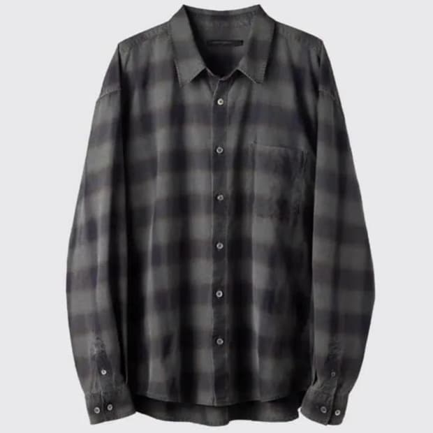 해칭룸 다이드 클래식 셔츠 3사이즈 브라운 네이비