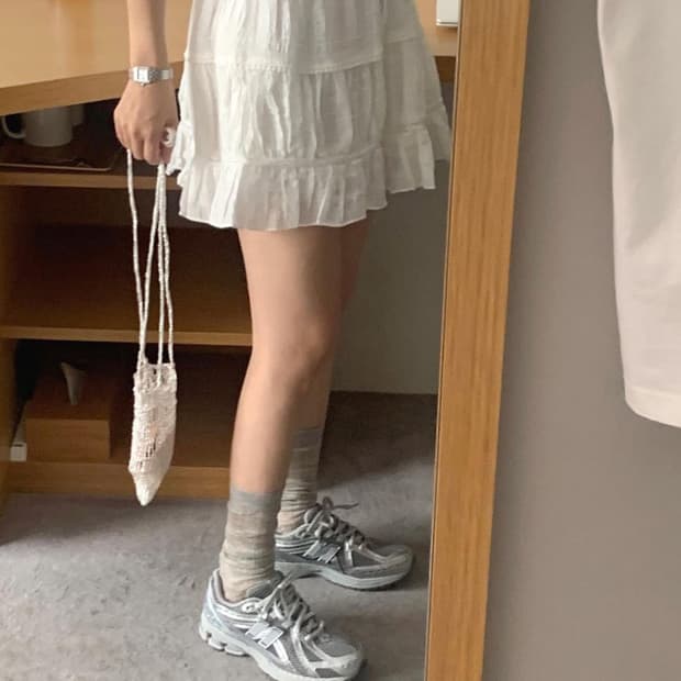 리터 미미 태슬 스커트 캉캉 화이트