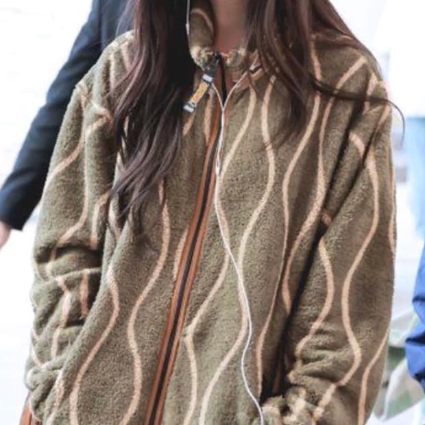 캐피탈 드렁큰 스트라이프 플리스 집 블루종 카키 (2)