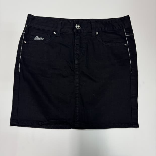 여성 게스 Guess 블랙 빈티지 데님 미니스커트