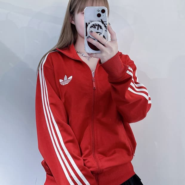 아디다스 구파이어버드 레드 삼선 트랙탑