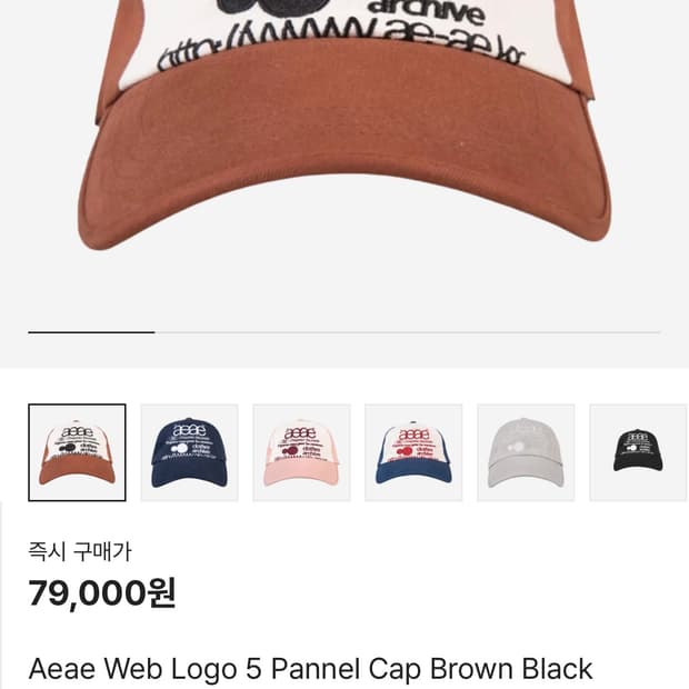 aeae 웹 로고 5패널캡 브라운 블랙