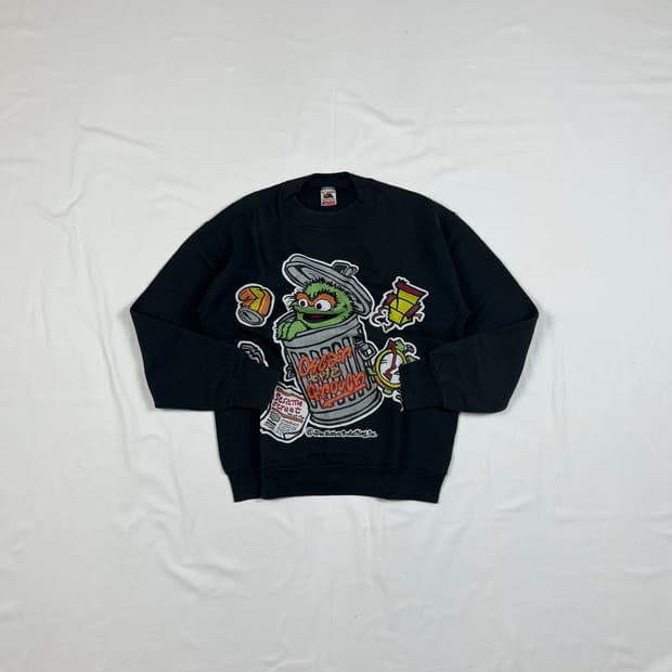 90’s 세서미스트리트 오스카더그라우치 카툰 맨투맨