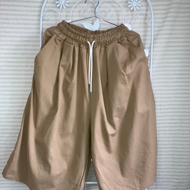 빈티지 베이지 밴딩 반바지 y2k 스트릿 갸루 펑키497   