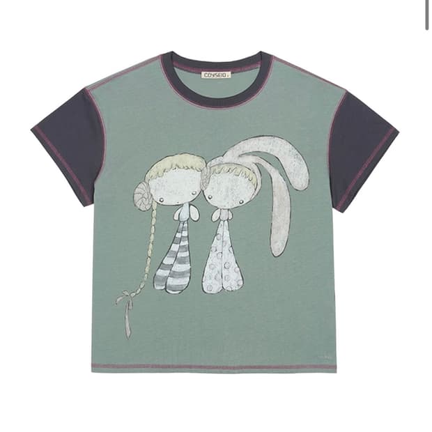 코이세이오 COLOR BLOCK GRAPHIC T-SHIRT GREEN