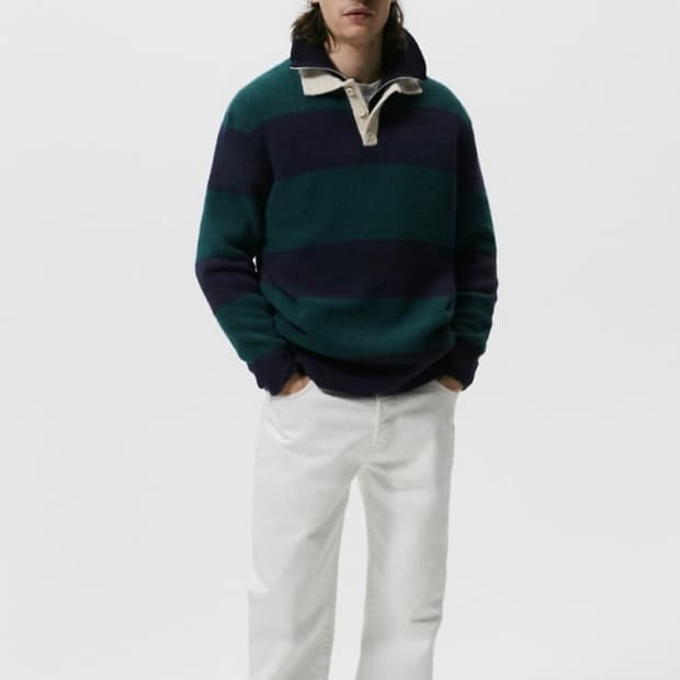 자라 스트라이프 폴로 니트