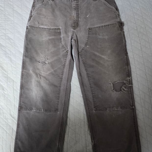 [42X30] 빈티지 칼하트 더블니 B136DKB 워크팬츠 트래쉬 DK1