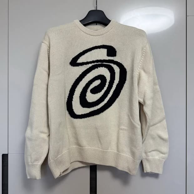 L) 스투시 컬리 니트 아이보리 