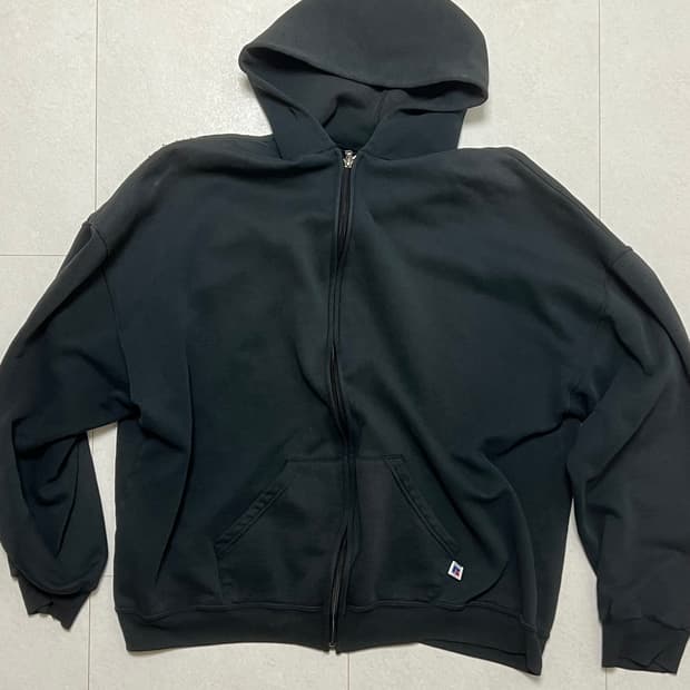 90s 빈티지 러셀 50/50 블랙 후드집업 xxl