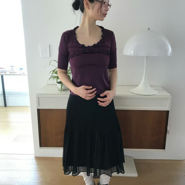 vintage black pleats skirt (25inch)