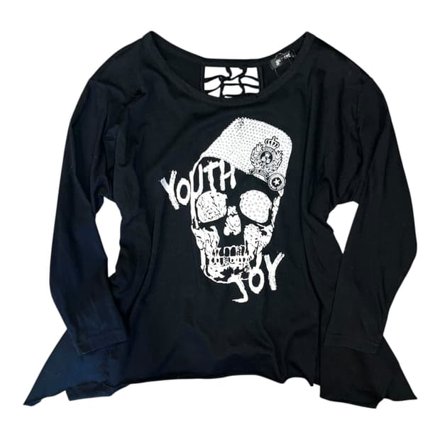 garnet 가넷 해골스터드 백그런지 가오리핏 긴팔티 갸루y2k펑크