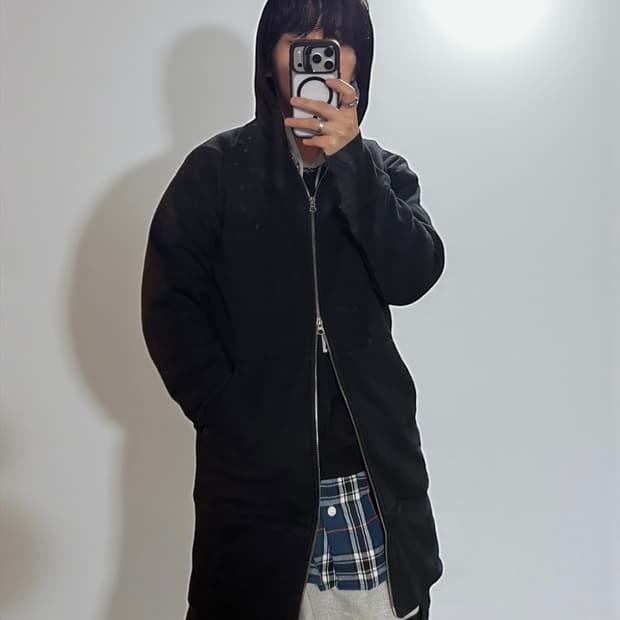 마르지엘라 MM6 레이어드 롱 후드 집업 