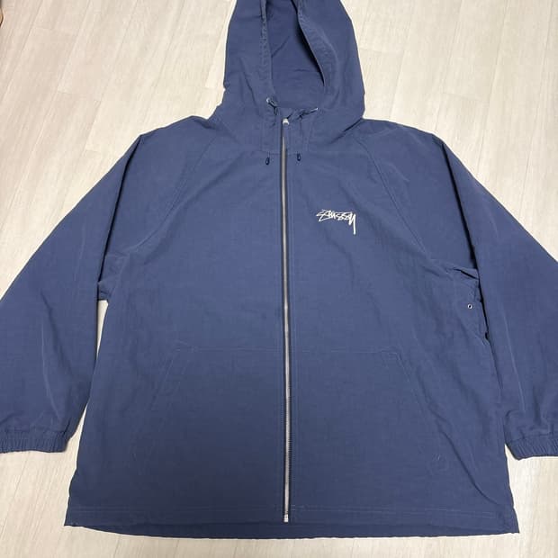 (급처)스투시 나일론 비치 쉘 자켓 (네이비, 2XL)