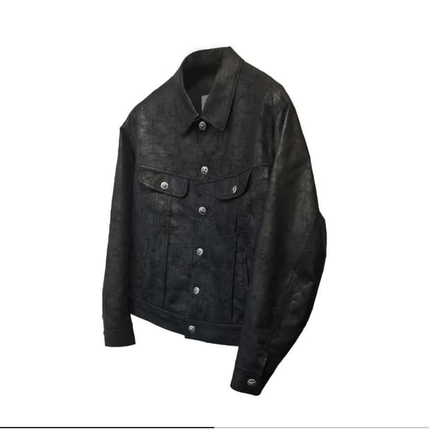히카리 스냅 블랙 레더 트러커 자켓