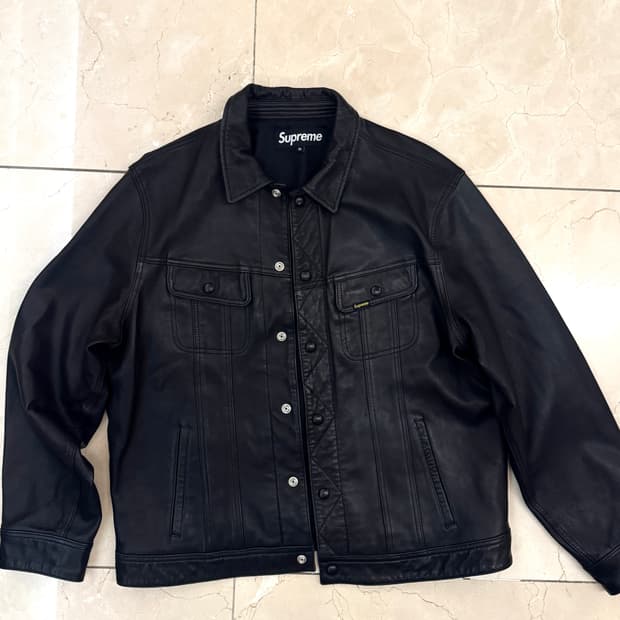 슈프림 레더 트러커 자켓 XL