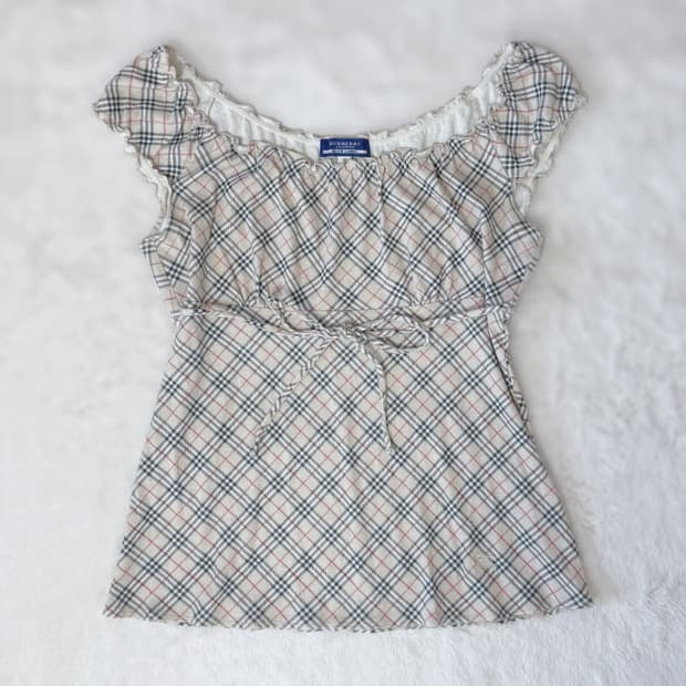 Burberry 버버리 블루라벨 히메갸루 노바체크 리본 블라우스