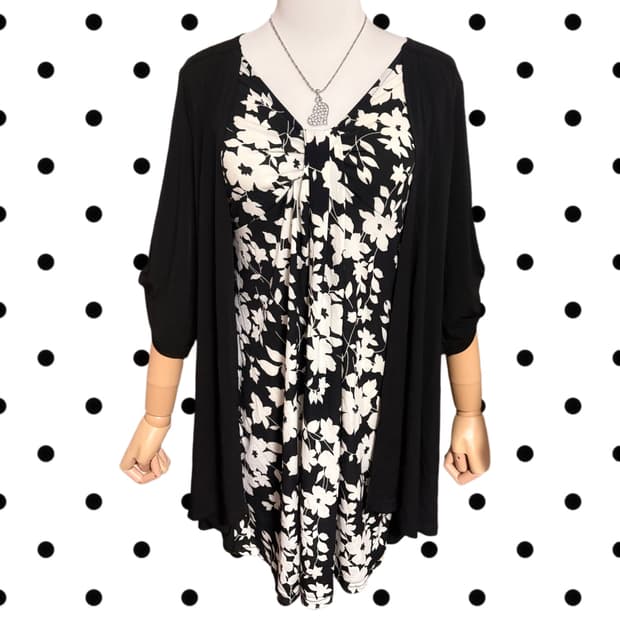 (이체시에눌) 일본 오네갸루 대장 리본 꼬임 패턴 블랙 히비스커스 원피스