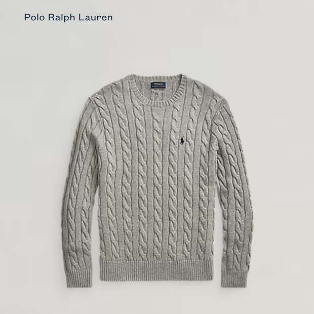 폴로 꽈배기 그레이 남성 니트