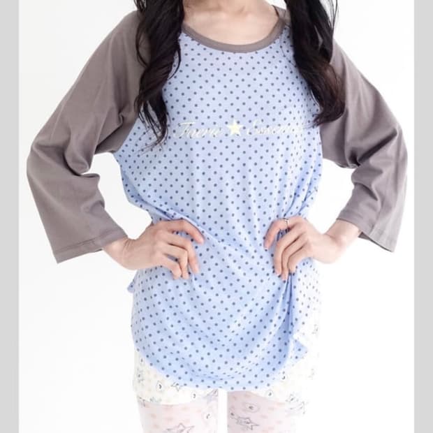 샵페어리 도트 래글런 슬리브 탑 
