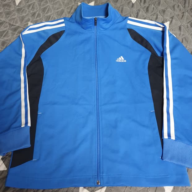 아디다스 삼선 클리마라이트 트랙탑 집업 져지 블루 (M)