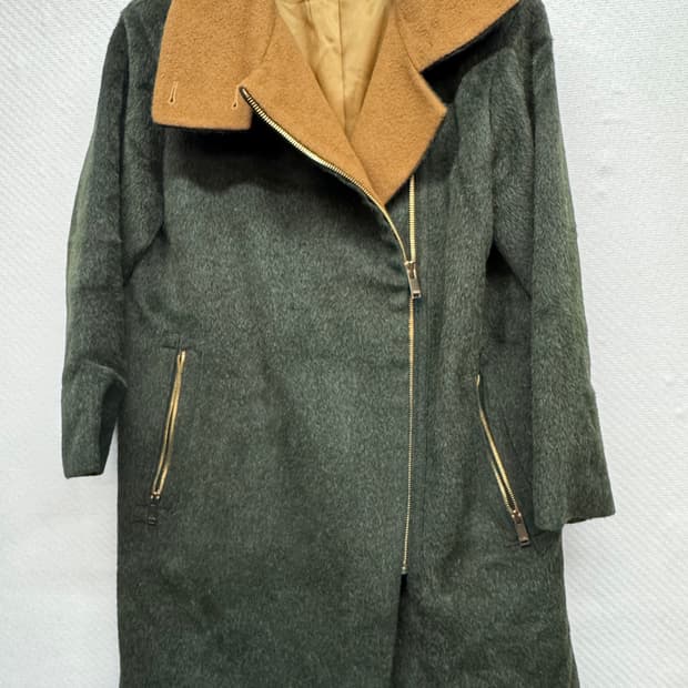 한섬 타임 이태리 라마울 카키 우드코트 M