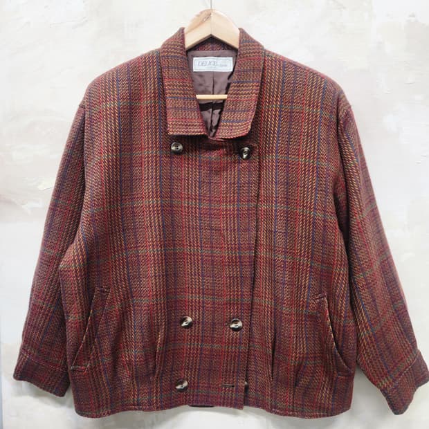 일본빈티지 울 체크 자켓