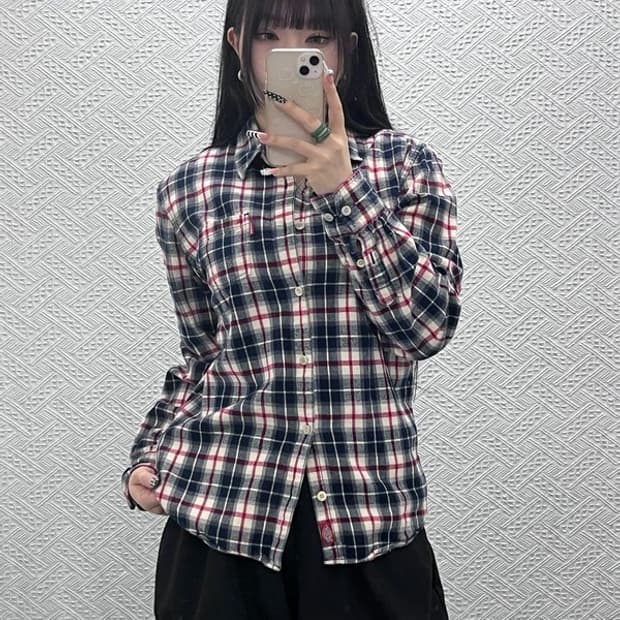 디키즈 올드스쿨 캐주얼 빈티지 슬림핏 체크 셔츠 L C10558